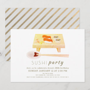 Sushi Party Moderne Witte Verjaardag Kaart
