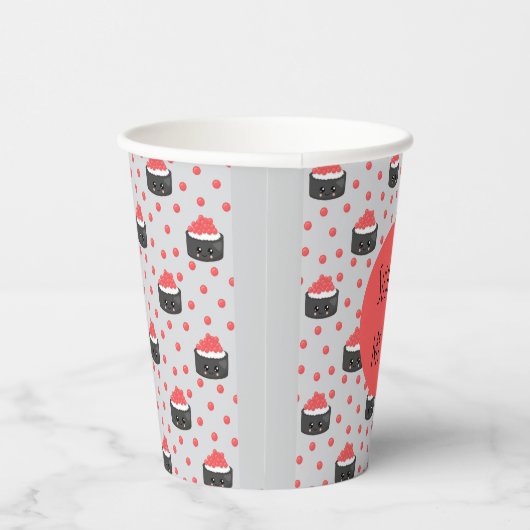 Sushi pattern and funny quote Paper cup Papieren Bekers (Rechts)