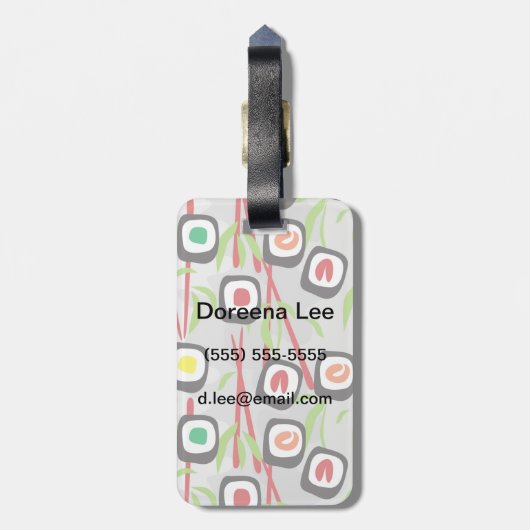 Sushi Pattern Bagagelabel (Achterkant verticaal)