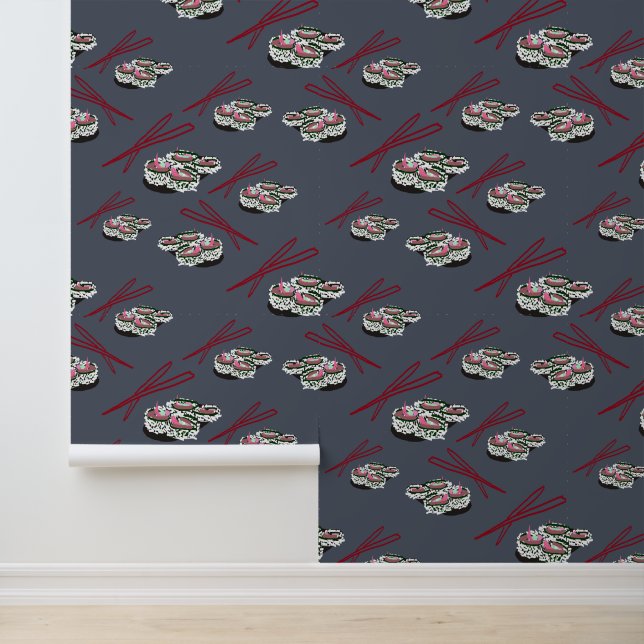 Sushi Pattern Behang (Applicatie)