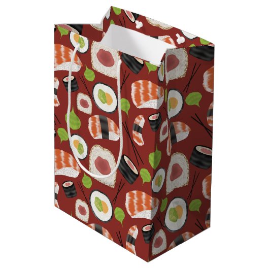 Sushi Pattern Medium Cadeauzakje (Achterkant Gekanteld)