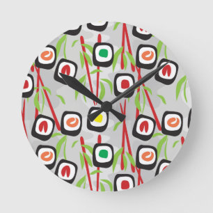 Sushi Pattern Ronde Klok