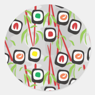 Sushi Pattern Ronde Sticker