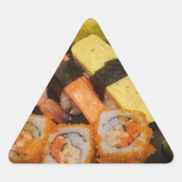 Sushi Raw Food Japans maalmiddel Delicious Serving Driehoek Sticker