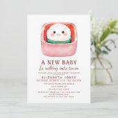 Sushi Rice Ball Kawaii Baby shower Invitation (Debout devant)
