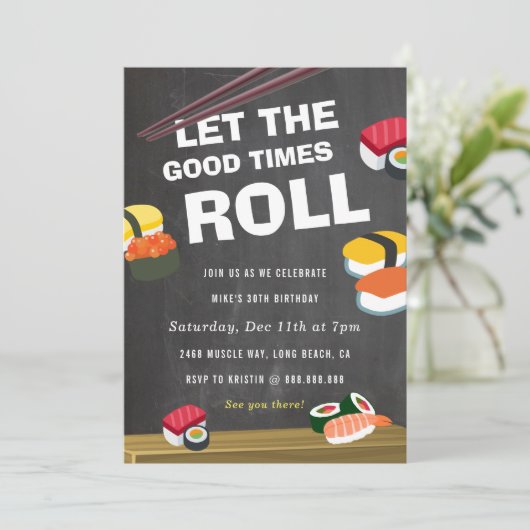 Sushi Roll Anniversaire de célébration invitation (Debout devant)