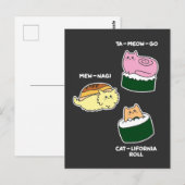 Sushi Roll Cat Animal Pun Briefkaart (Voorkant / Achterkant)