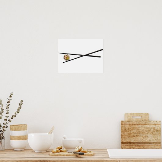 Sushi Roll & Chopsticks - Gepersonaliseerd Sjabloo Poster (Keuken)