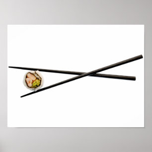 Sushi Roll & Chopsticks - Gepersonaliseerd Sjabloo Poster