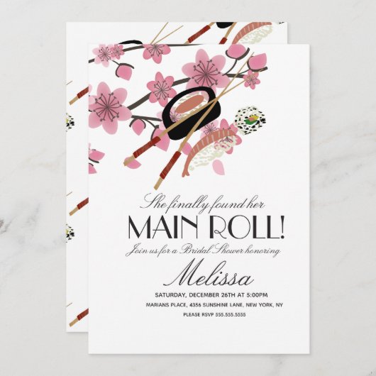 Sushi Roll Chopsticks Japan Tree Vrijgezellenfeest Kaart (Voorkant / Achterkant)