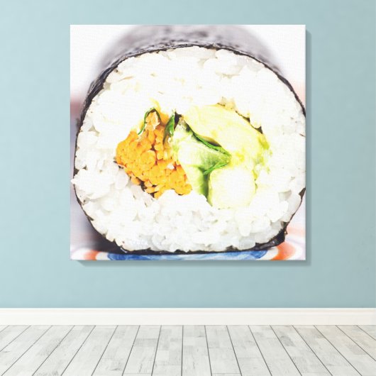 Sushi roll Fish and rice Canvas Afdruk (Insitu (Houten vloer))