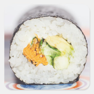 Sushi roll Fish and rice Vierkante Sticker