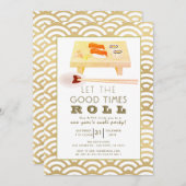 Sushi Roll Gold New Year's Party Invitation (Devant / Derrière)
