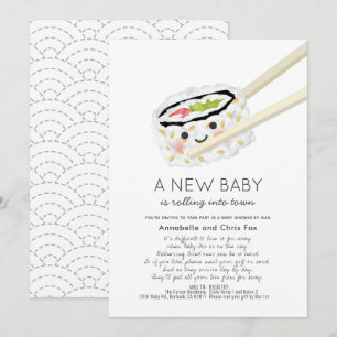 Sushi Roll Kawaii Baby shower per post Kaart