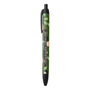 Sushi Roll Salmon Black Chopsticks Black Ink Pen