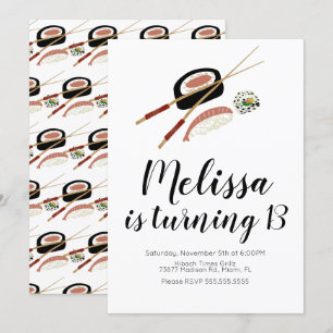 Sushi Roll Salmon Teen Birthday Hibachi Kaart