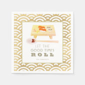 Sushi Roll White x Gold Wave Patroon Papieren serv Servet (Voorkant)