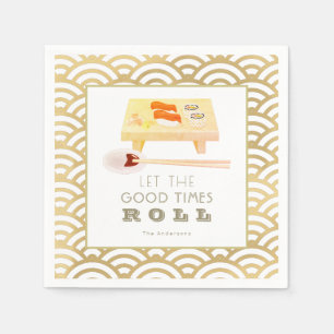 Sushi Roll White x Gold Wave Patroon Papieren serv Servet