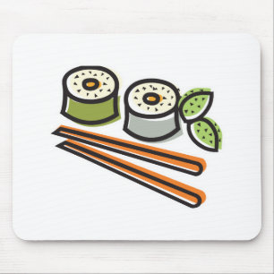 sushi-rollen en -stokjes muismat