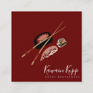 Sushi Rolls Eetstokjes Restaurant Logo Vierkante Visitekaartje