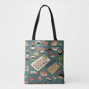 Sushi Rolls: Gekleurd naadloos . Draagtas