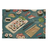 Sushi Rolls: Gekleurd naadloos . Kussensloop (Achterkant)