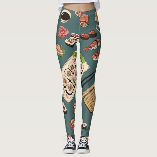 Sushi Rolls: Gekleurd naadloos . Leggings (Voorkant)