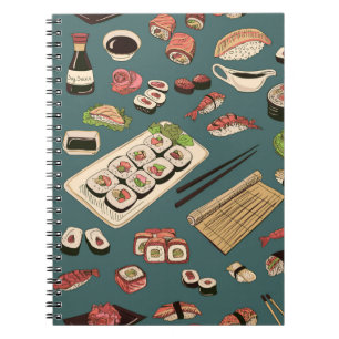 Sushi Rolls: Gekleurd naadloos . Notitieboek