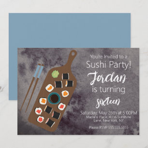 Sushi Rolls Hibachi Asian Restaurant Party Invita Kaart