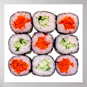 Sushi Rolls Japanse Sjabloon voor voedsel Poster