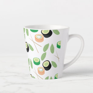 Sushi Rolls Komkommer Zalm Latte Mok