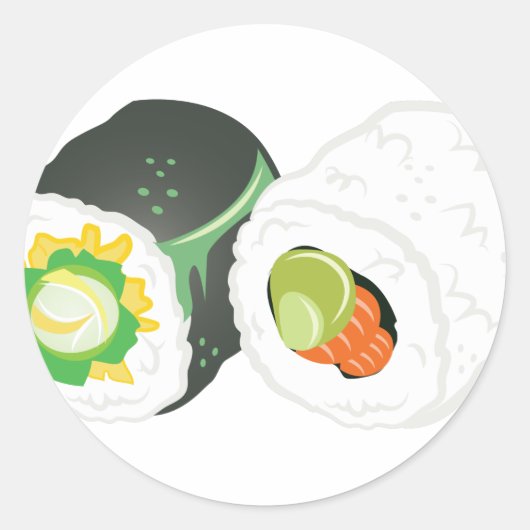 Sushi Rolls Ronde Sticker (Voorkant)