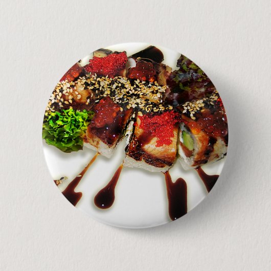 Sushi Rolls Sesame Ginger Wasabi Japan Kitchen Ronde Button 5,7 Cm (Voorkant)