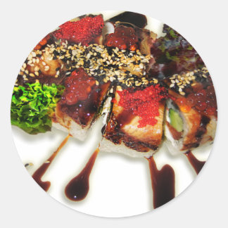Sushi Rolls Sesame Ginger Wasabi Japan Kitchen Ronde Sticker