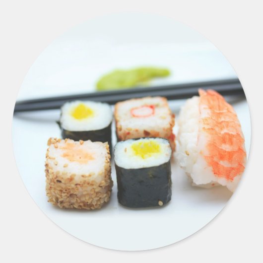 Sushi! Ronde Sticker (Voorkant)