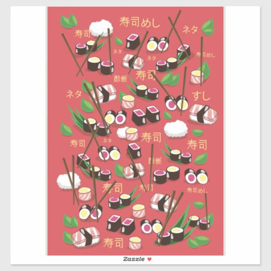 Sushi Rood Sticker (Vel)