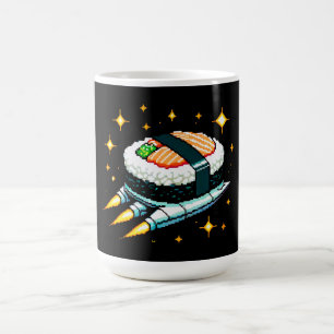 Sushi Ruimteschip Pixel Art Vliegende Sushi Roll O Koffiemok
