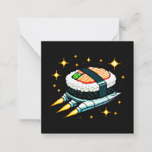 Sushi Ruimteschip Pixel Art Vliegende Sushi Roll O Notitiekaartje