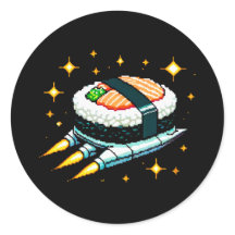Sushi Ruimteschip Pixel Art Vliegende Sushi Roll O