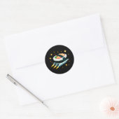 Sushi Ruimteschip Pixel Art Vliegende Sushi Roll O Ronde Sticker (Envelop)