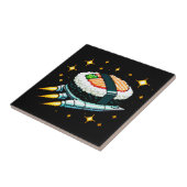 Sushi Ruimteschip Pixel Art Vliegende Sushi Roll O Tegeltje (Zijkant)