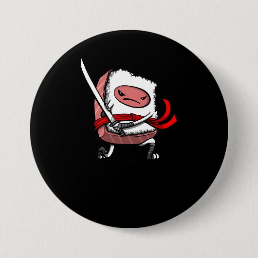 Sushi Samurai Ninja Kawaii Japans voedsel Ronde Button 7,6 Cm (Voorkant)