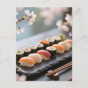 Sushi Schaal Kersenbloesem Briefkaart