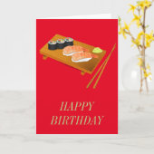 Sushi schattige verjaardag kaart (Gele Bloem)