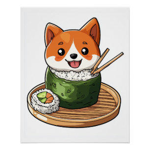 Sushi Shiba � Grappig Voedsel Hond Perfect Poster