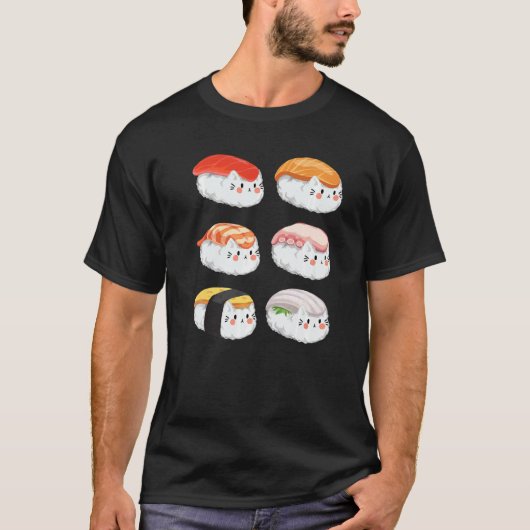 Sushi Sixpack katten voor alle katten T-shirt (Voorkant)