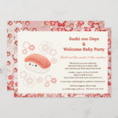 Sushi-Themed 100 Days Baby Celebration Invitation (Devant / Derrière)