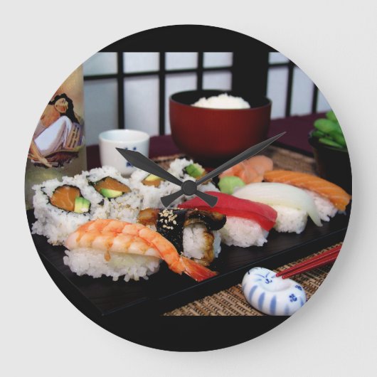 Sushi Time Round Wall klok (Voorkant)
