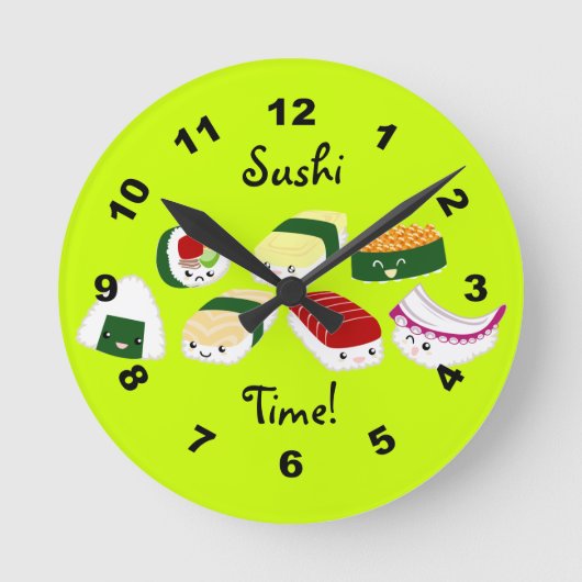 Sushi Time. Wandklok Ronde Klok (Voorkant)