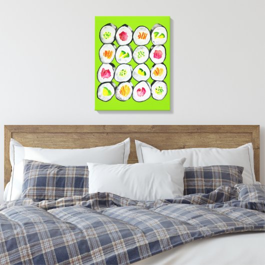 Sushi Time waterverf wasabi Canvas Afdruk (Insitu (Slaapkamer))